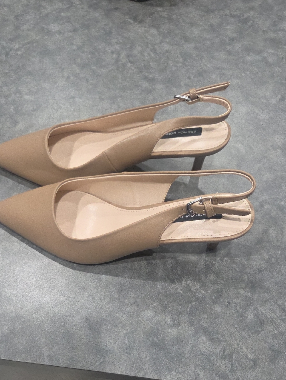 French Connection Nude Pointed-Toe Slingback Pumps
